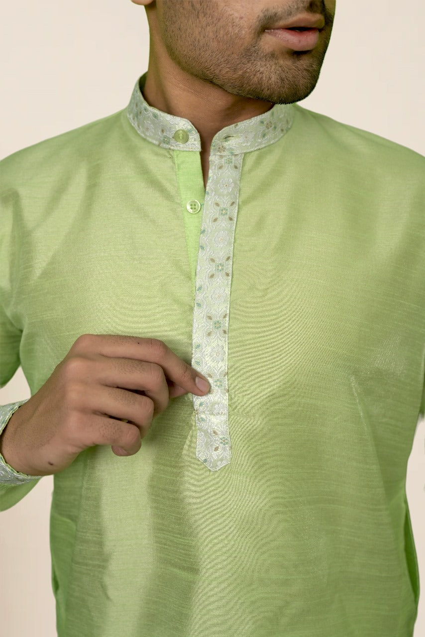 RAW SILK GREEN KURTA