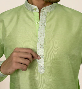 RAW SILK GREEN KURTA