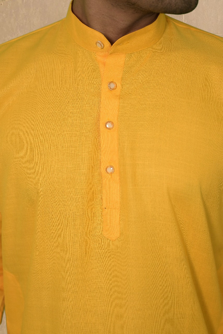 CRIMSON SILK YELLOW KURTA