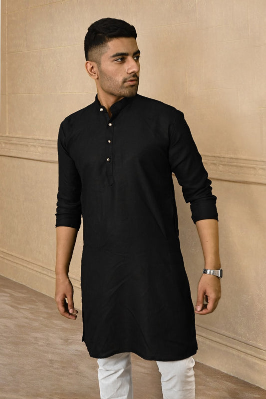 LINEN BLACK KURTA