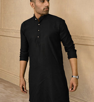 LINEN BLACK KURTA