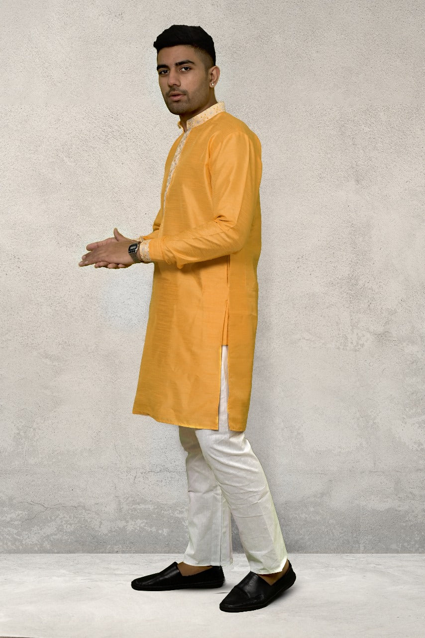 RAW SILK HALDI KURTA