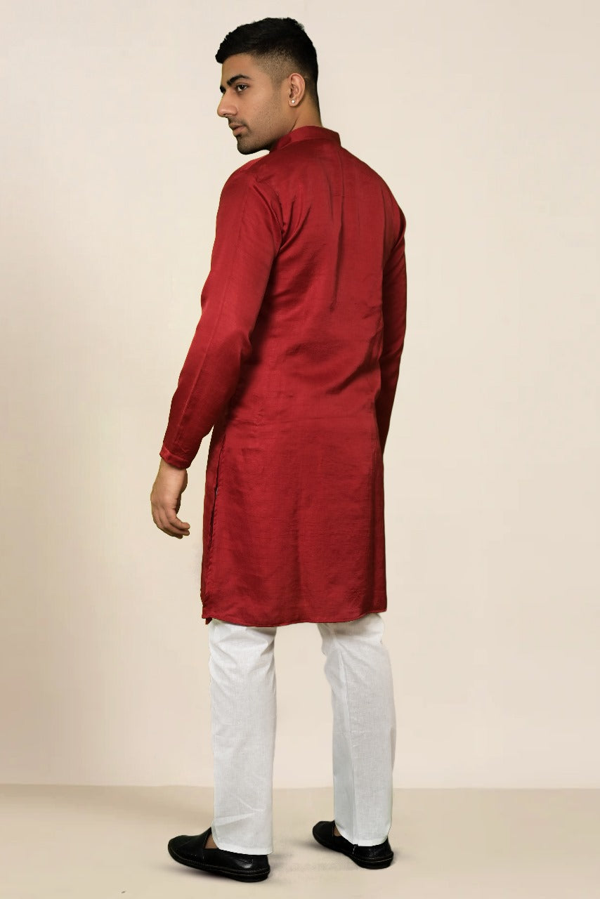 CRIMSON SILK MEHROON KURTA