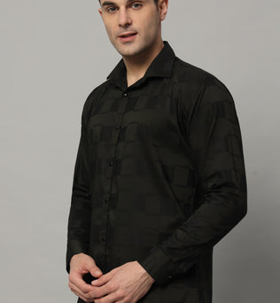 SATIN STRECH CHESS HOLAND OLIVE SHIRT