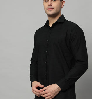 SATIN STRECH STRIPE BLACK SHIRT