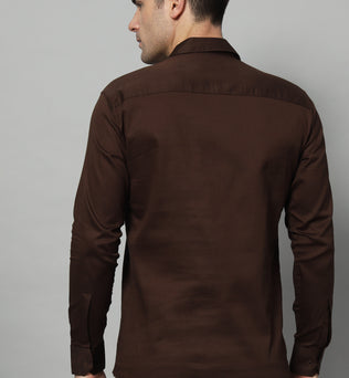 SIDE PATCH POCKET BROWN SHIRT