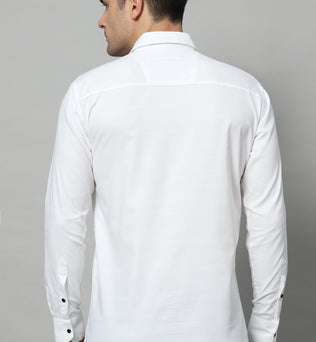 SATIN STRECH STRIPE WHITE SHIRT