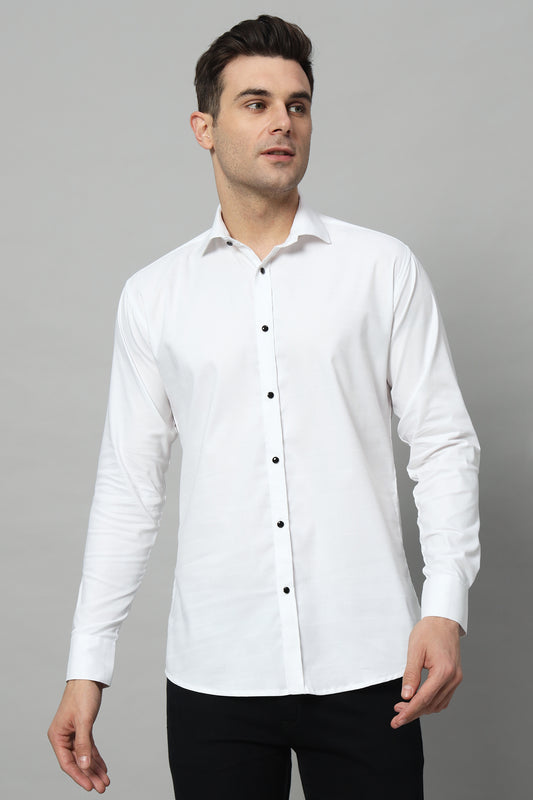 SATIN STRECH STRIPE WHITE SHIRT