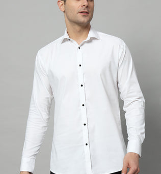 SATIN STRECH STRIPE WHITE SHIRT