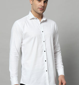 SATIN STRECH STRIPE WHITE SHIRT