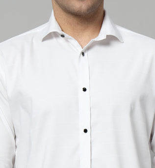 SATIN STRECH STRIPE WHITE SHIRT