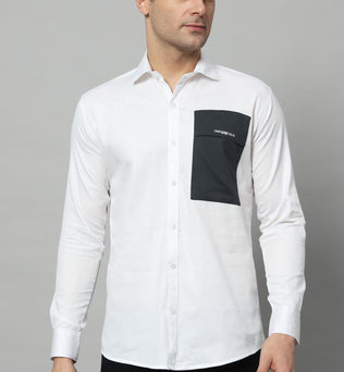 SIDE PATCH POCKET WHITE SHIRT