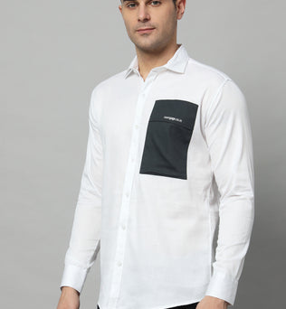 SIDE PATCH POCKET WHITE SHIRT