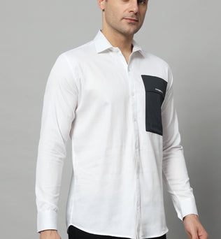 SIDE PATCH POCKET WHITE SHIRT