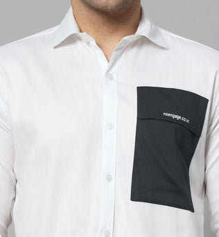 SIDE PATCH POCKET WHITE SHIRT