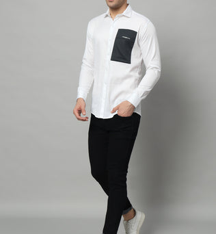 SIDE PATCH POCKET WHITE SHIRT