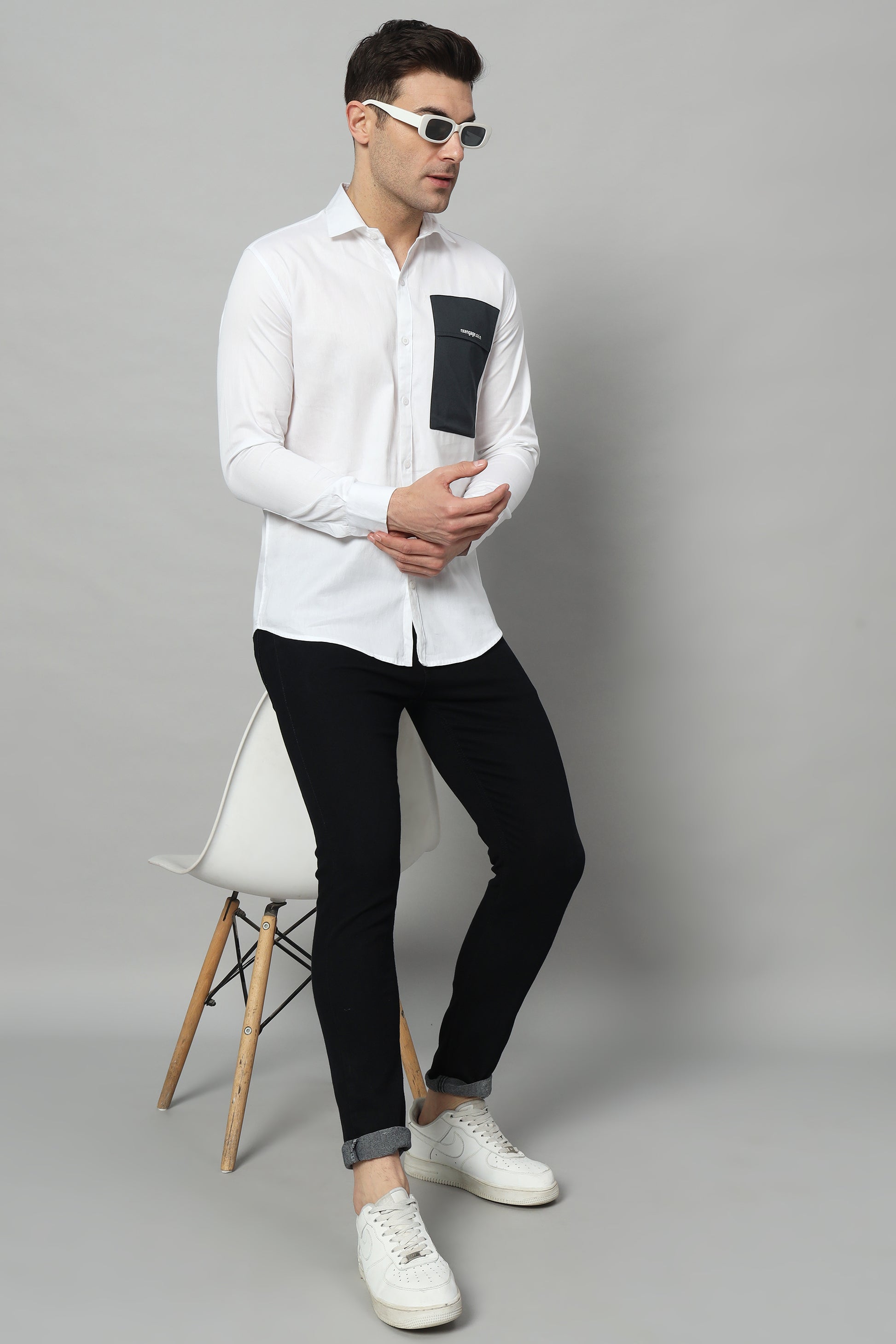 SIDE PATCH POCKET WHITE SHIRT