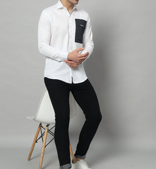 SIDE PATCH POCKET WHITE SHIRT