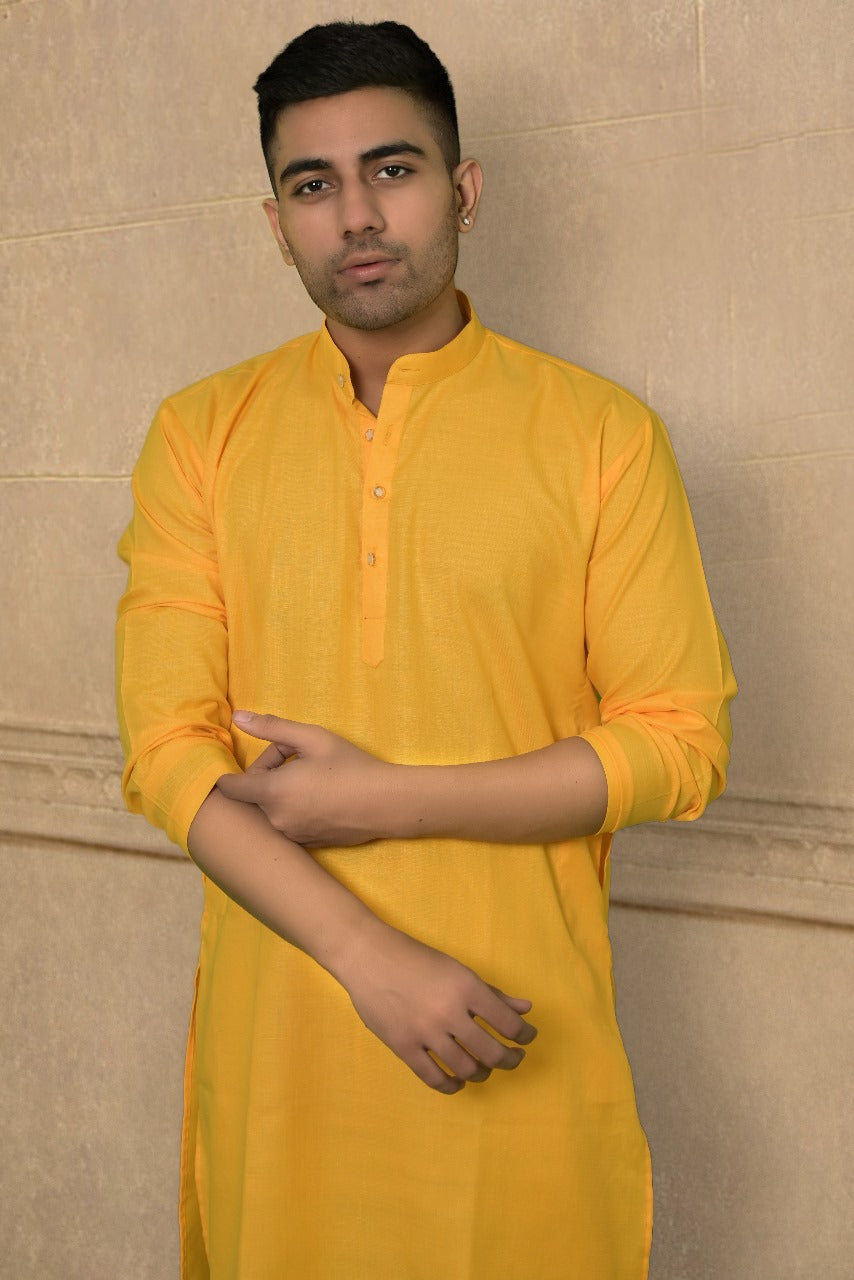 CRIMSON SILK YELLOW KURTA