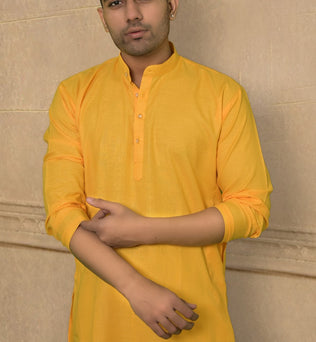 CRIMSON SILK YELLOW KURTA