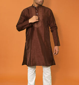 RAW SILK BROWN KURTA