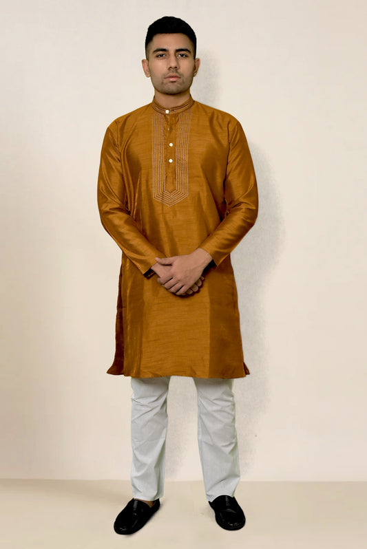 RAW SILK GOLDEN KURTA