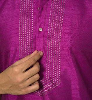 RAW SILK MERGENTA PINK KURTA