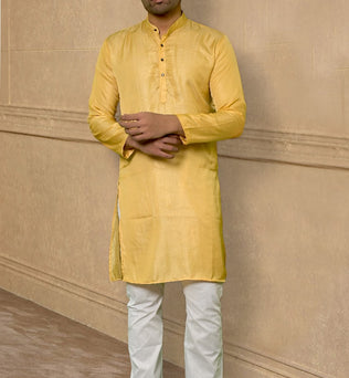 CRIMSON SILK YELLOW KURTA