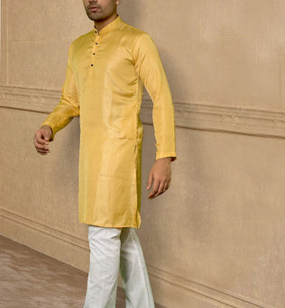 CRIMSON SILK YELLOW KURTA