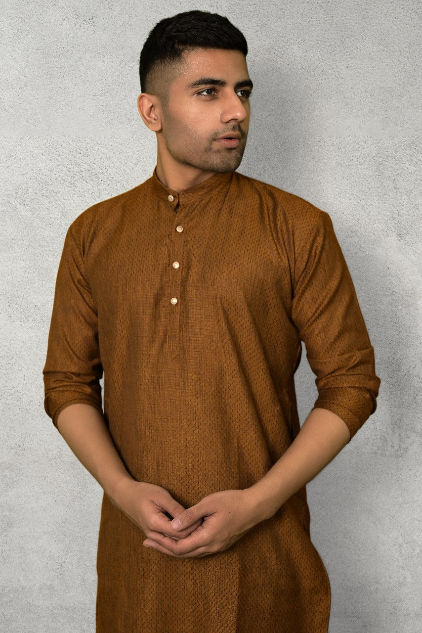 RUSSET SELF DESIGN KURTA