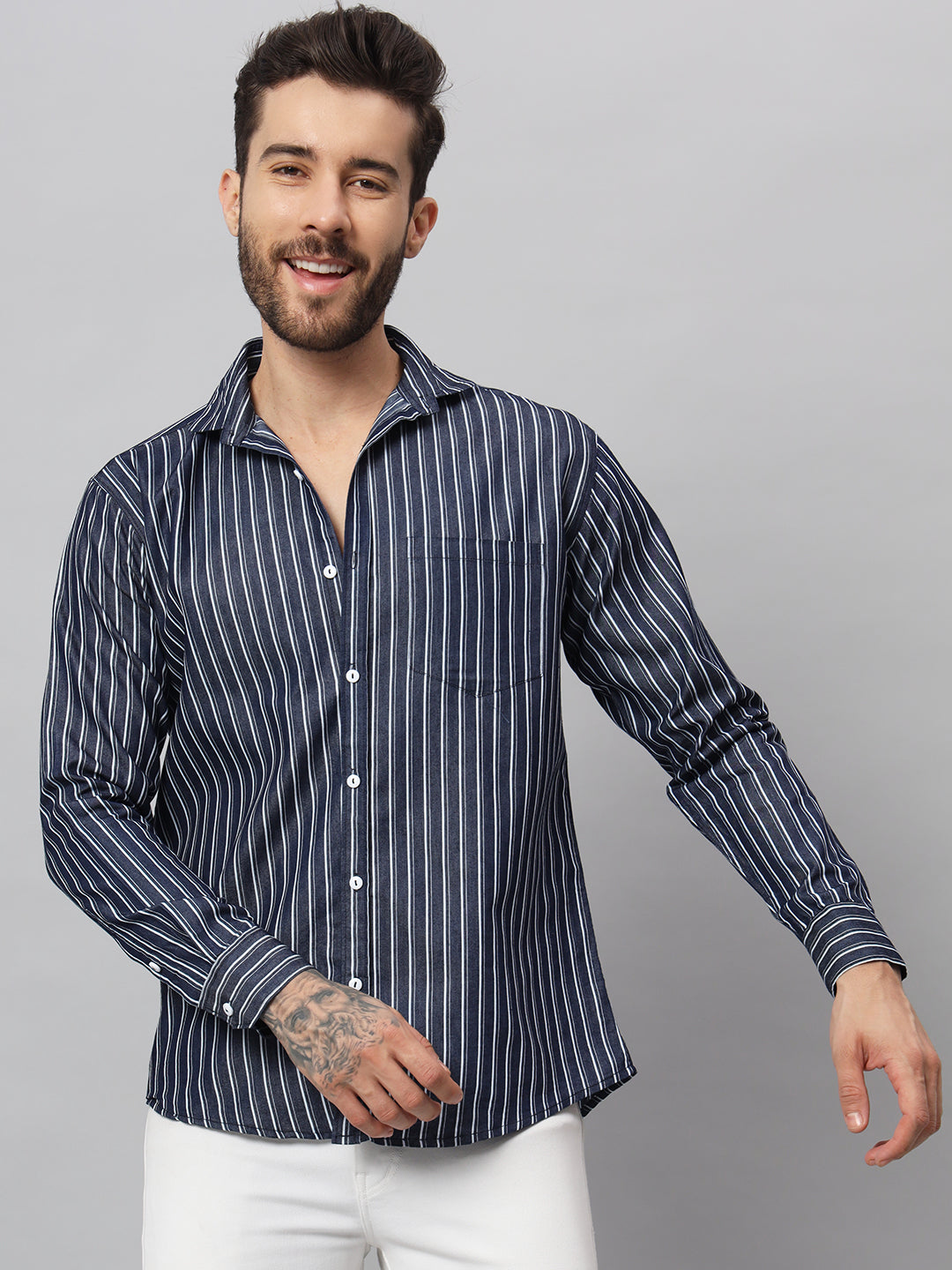 DENIM EBONY CLAY STRIPES SHIRT