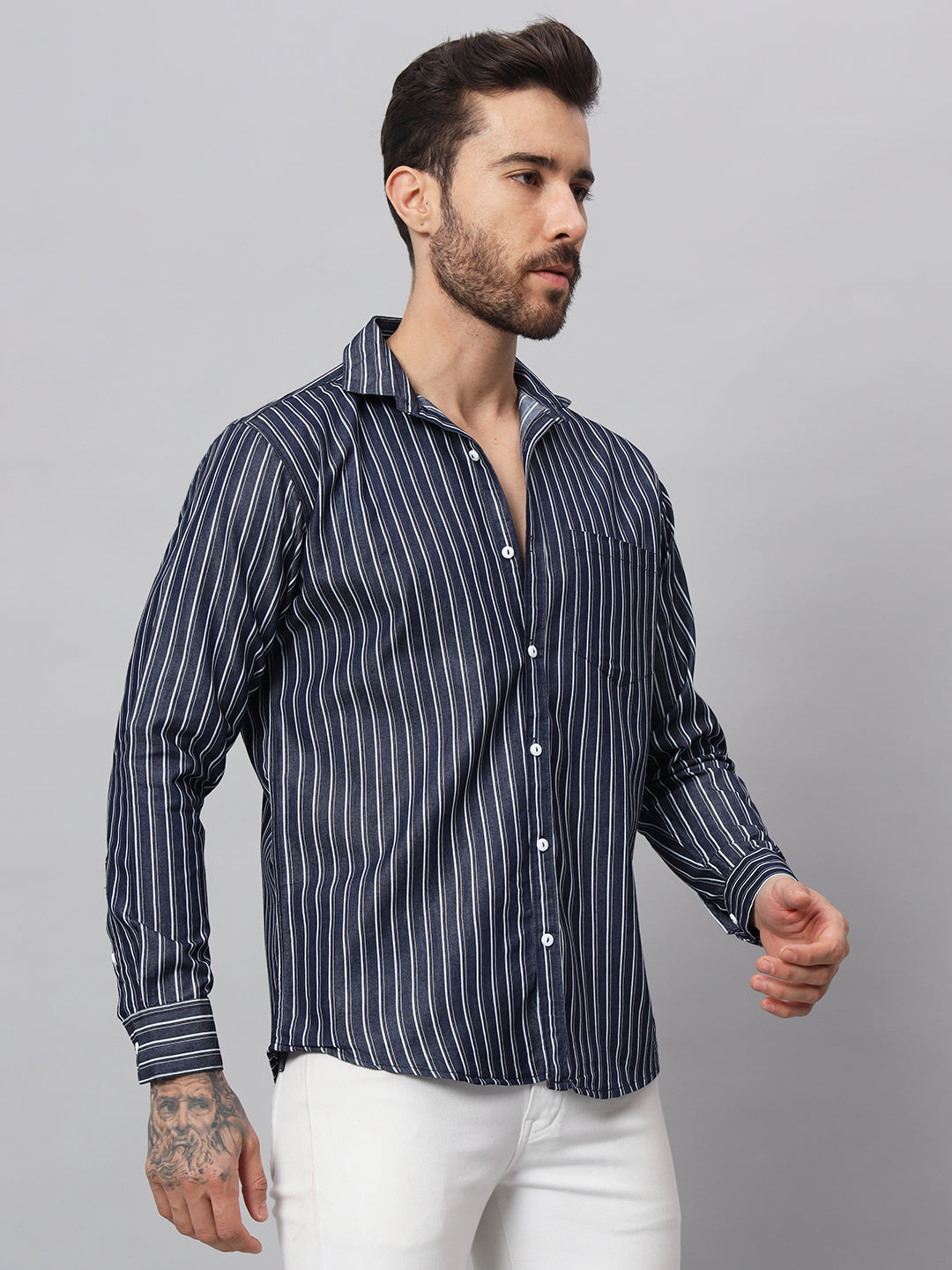 DENIM EBONY CLAY STRIPES SHIRT