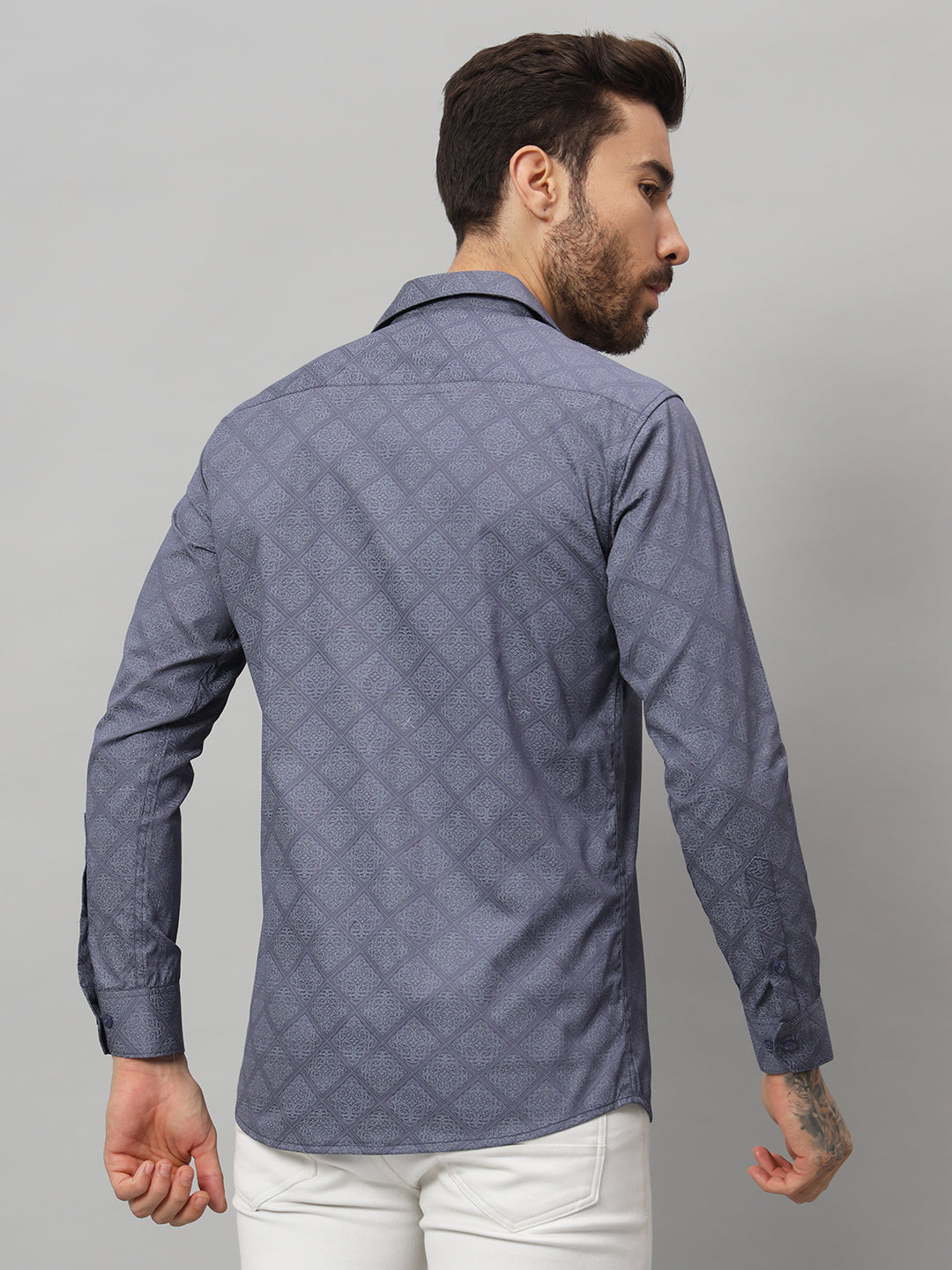 GEOMETRICAL PRINT SHIRT BLUE