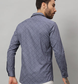 GEOMETRICAL PRINT SHIRT BLUE