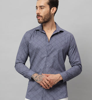 GEOMETRICAL PRINT SHIRT BLUE