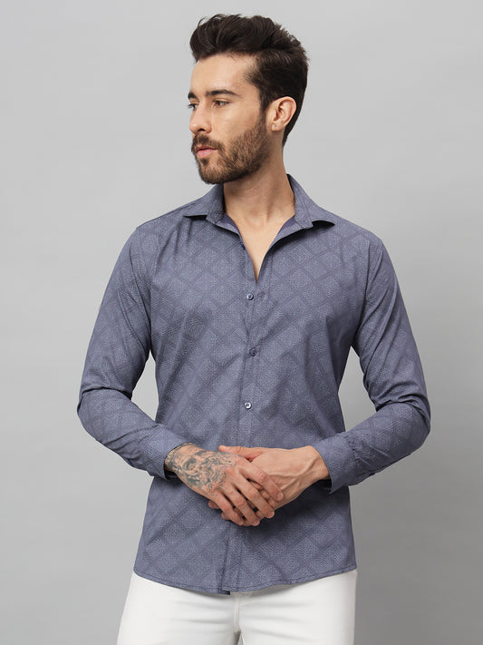 GEOMETRICAL PRINT SHIRT BLUE