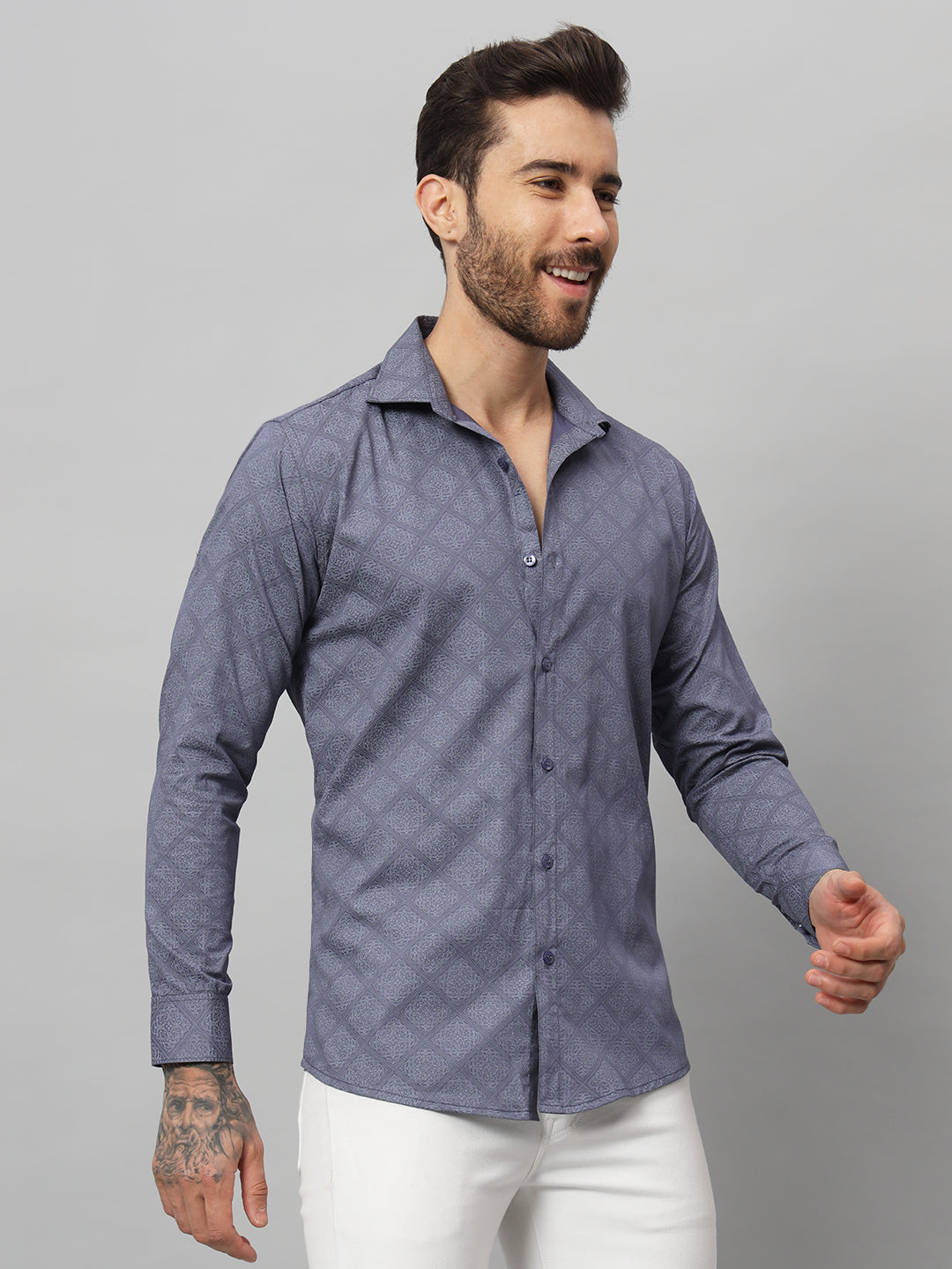 GEOMETRICAL PRINT SHIRT BLUE