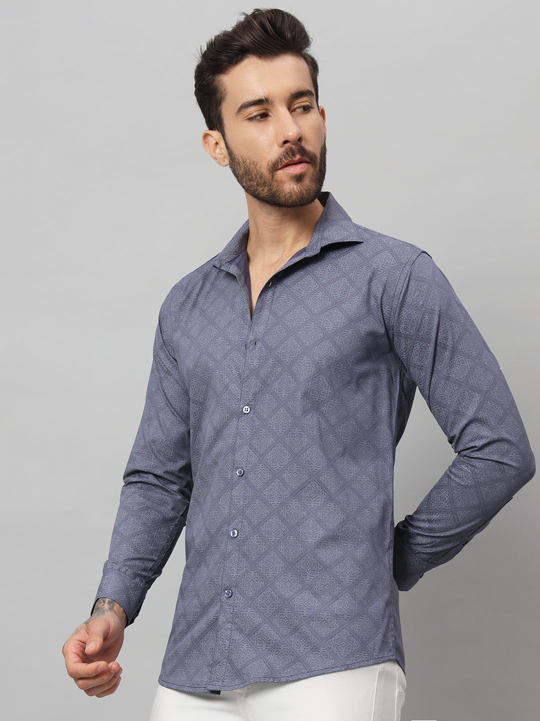 GEOMETRICAL PRINT SHIRT BLUE