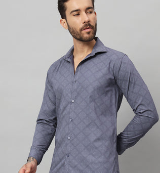 GEOMETRICAL PRINT SHIRT BLUE