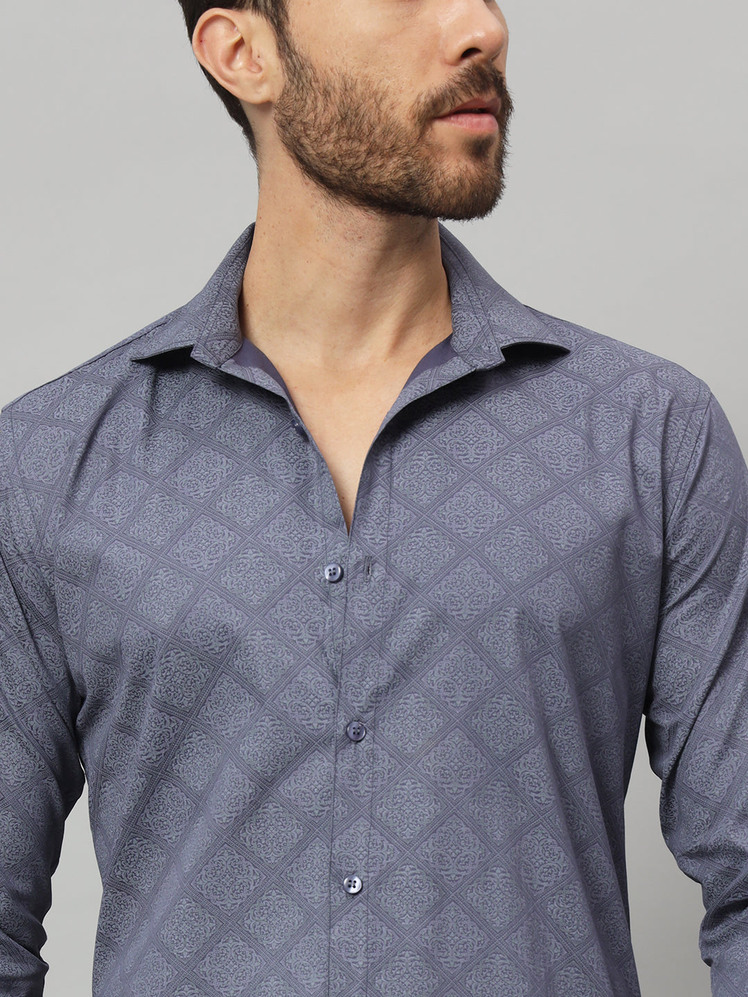 GEOMETRICAL PRINT SHIRT BLUE