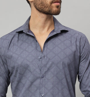 GEOMETRICAL PRINT SHIRT BLUE