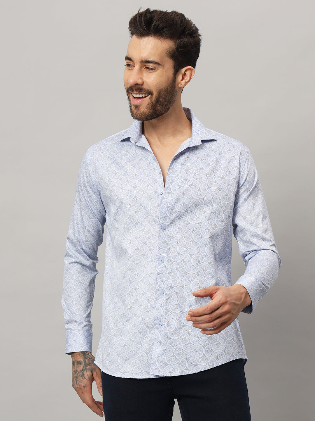 MOSAIC PRINT SHIRT SKY BLUE