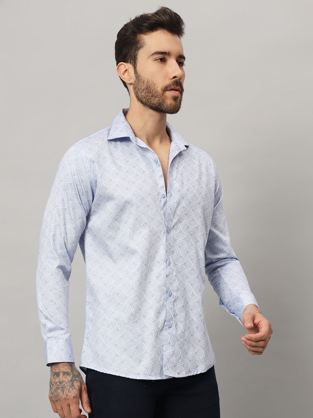 MOSAIC PRINT SHIRT SKY BLUE