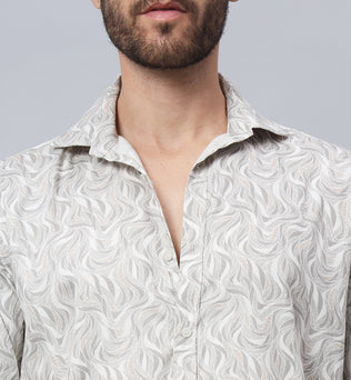 TROPICAL PRINT SHIRT CREAM