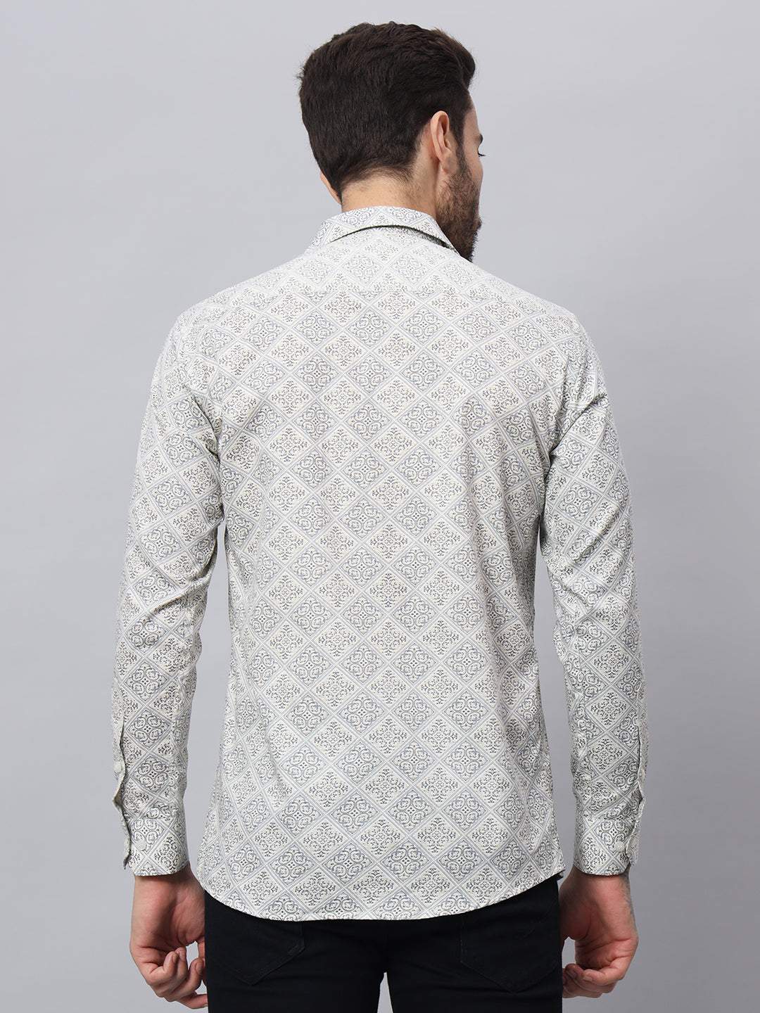 GEOMETRICAL PRINT SHIRT CREAM