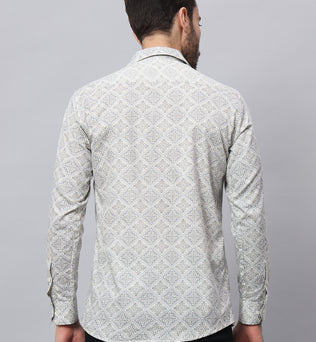 GEOMETRICAL PRINT SHIRT CREAM