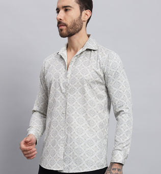 GEOMETRICAL PRINT SHIRT CREAM