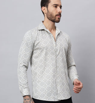 GEOMETRICAL PRINT SHIRT CREAM