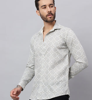 GEOMETRICAL PRINT SHIRT CREAM