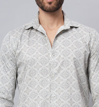 GEOMETRICAL PRINT SHIRT CREAM